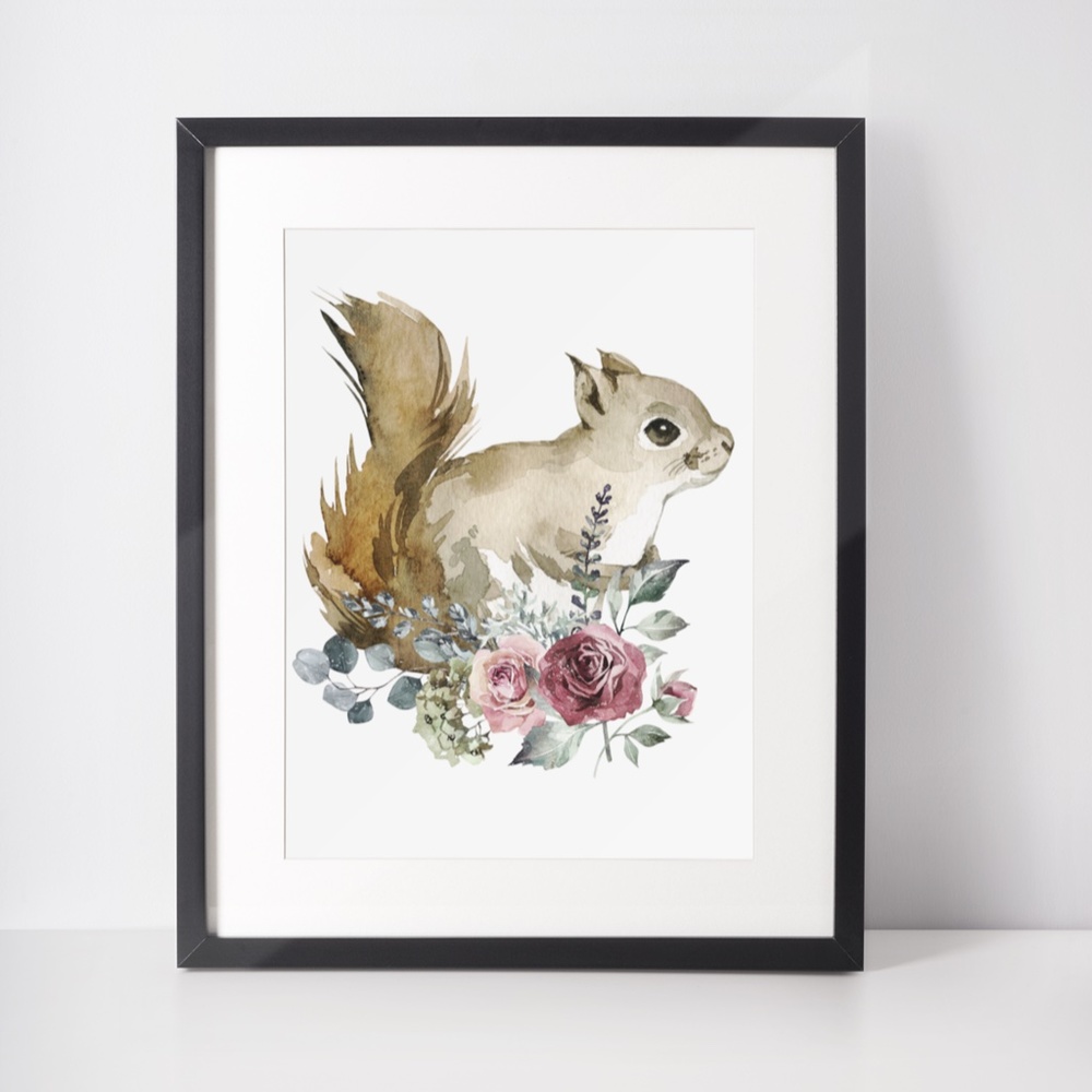 Chipmunk Squirrel Wall Art Watercolor Print Unframed - Picture 4 of 10